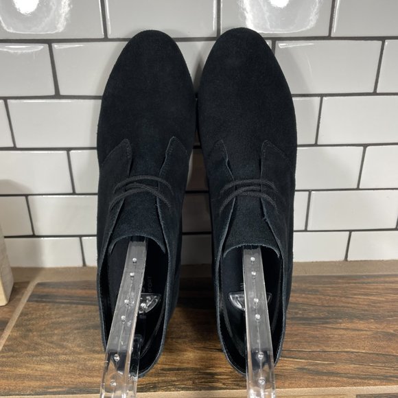 CROCS Leigh Womens 9.5 Shoes Black Suede Dual Comfort Wedge Shootie Ankle Boots - Picture 6 of 14